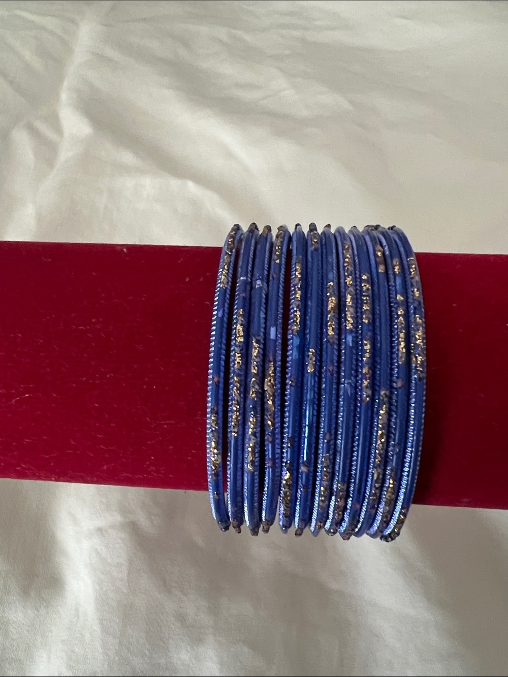 Kids Blue and Gold Glitter Bangle Set